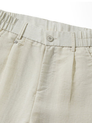Linen Blend Cooling Sensation Breathable Anti-wrinkle Straight-fit Pants