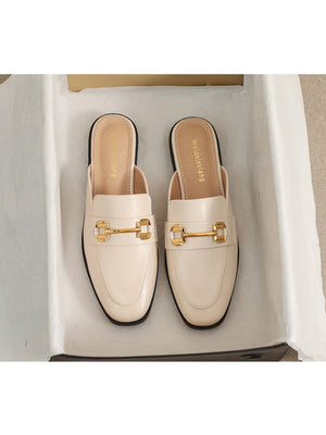 Liber Spring and Autumn Metal Buckle Holster Ladies Flat Shoes