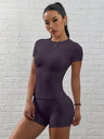 Short Sleeves And Shorts Slim-fit Exercise And Fitness Yoga 2-piece Sets