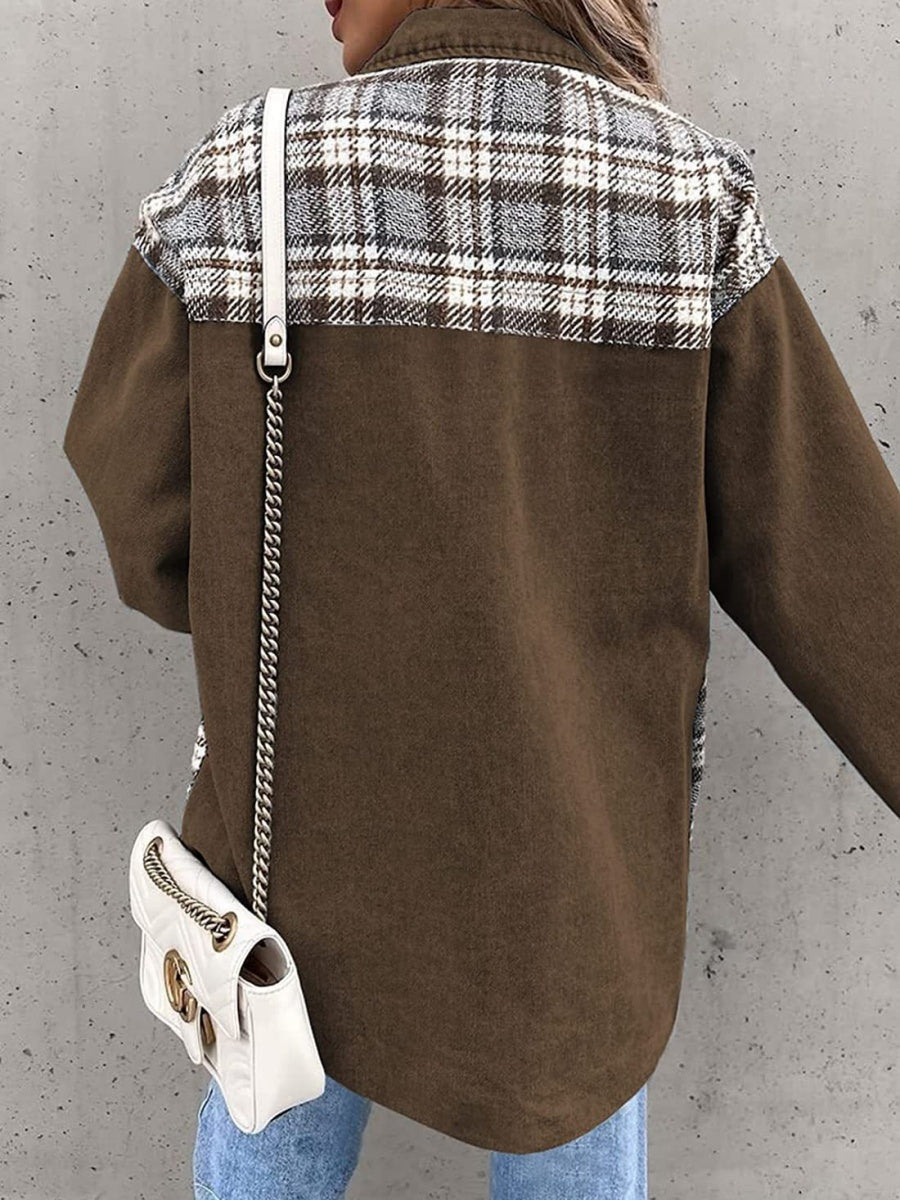 Liber Autumn Women's Contrasting colors Plaid Jackets