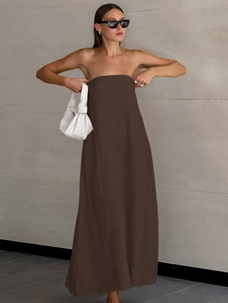 Cotton Blend Temperament Tube Top Loose-fit Home Vacation Mini&Short Dresses