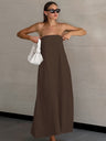 Cotton Blend Temperament Tube Top Loose-fit Home Vacation Mini&Short Dresses