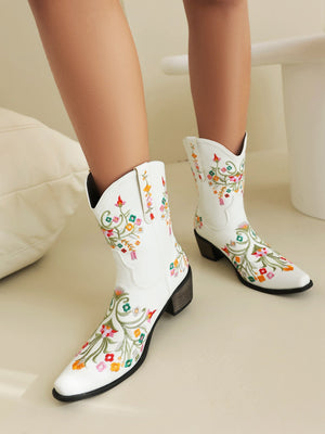 Vintage Western Cowboy Floral Embroidered Women's Boots