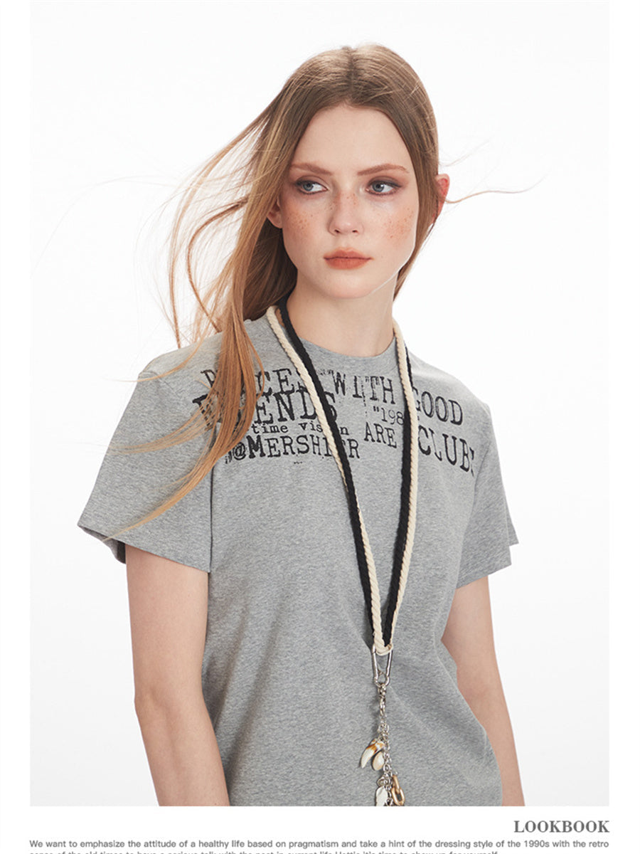 Liber Summer Women's Printed Letter T-shirts