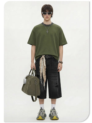 Color-blocked Cropped T-shirt