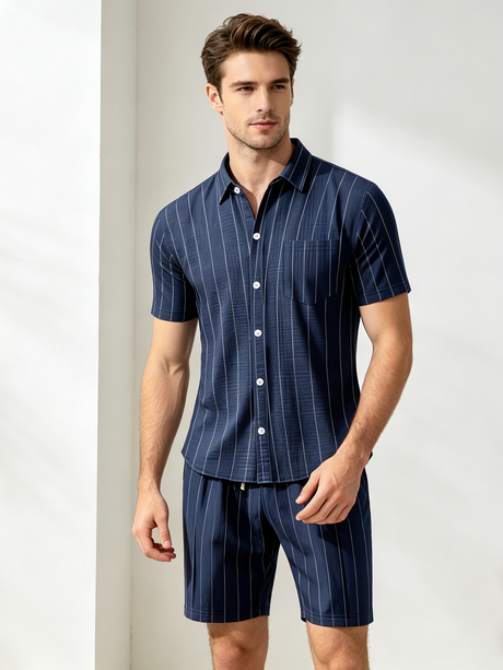 Flax Stripes Loose-fit Beach Set 2-piece Sets