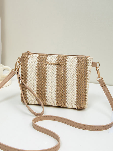 Resort Striped Straw Crossbody Bag