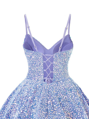 Deep V-neck Sequined Camisole Mini Dress