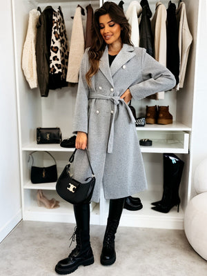 Long Lace-up Woolen Coat