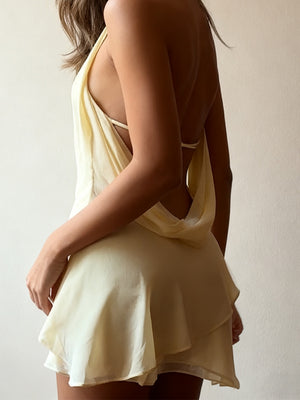 Swing Collar Chiffon Halter Reunion Mini&Short Dresses