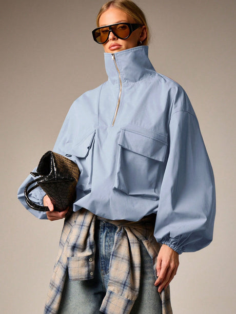Workwear Style Long-sleeved Coat
