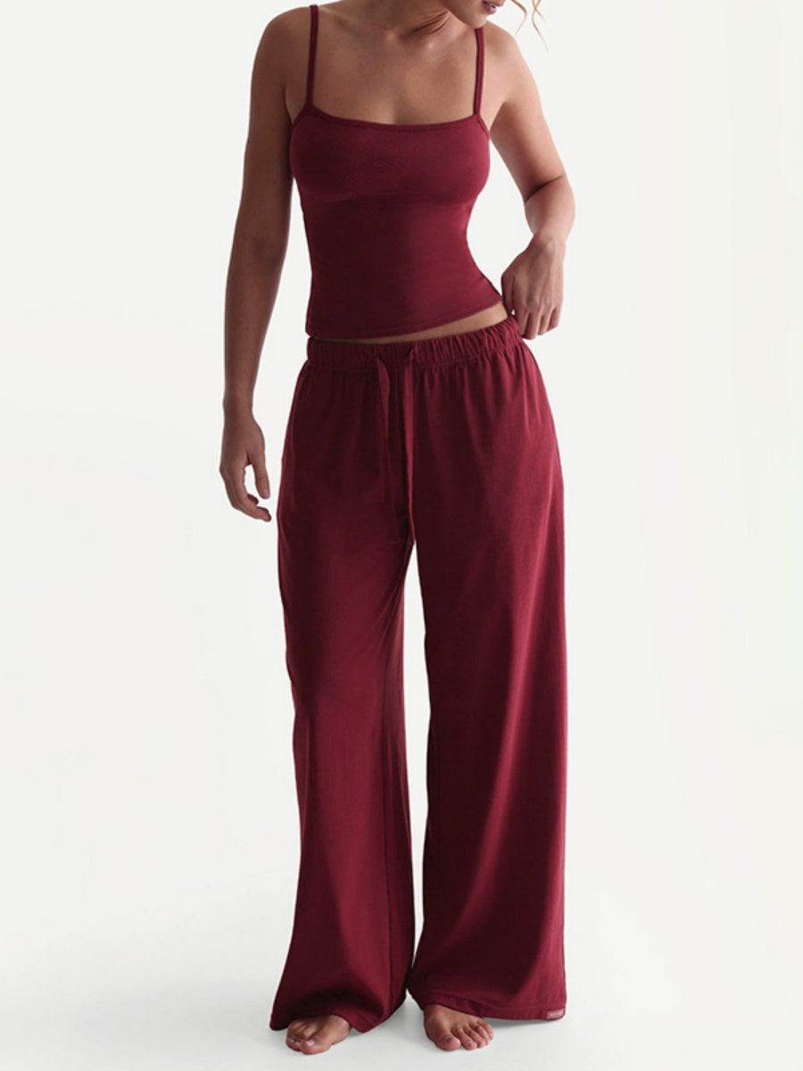 【SHIP AS USUAL】Suspenders Tank Tops Drawstring Pants Loose-fit 2-piece Sets