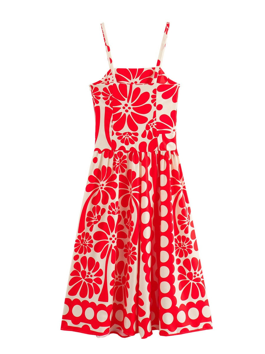 Printed Vacation Camisoles Polka Dots Maxi Dresses