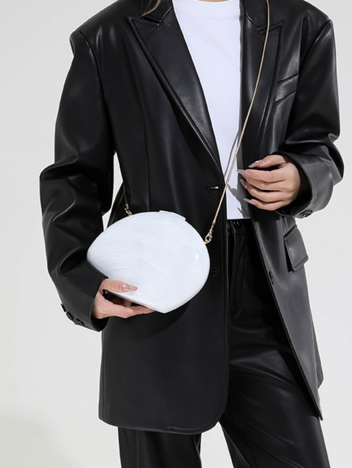 Oval Acrylic Seashell Evening Crossbody Bag