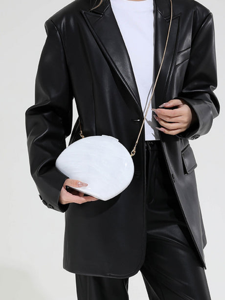 Oval Acrylic Seashell Evening Crossbody Bag