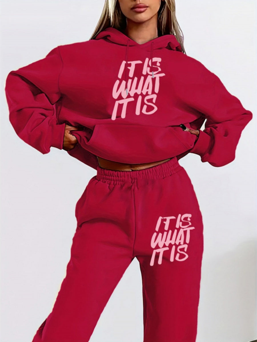 Printed Letter Leisure Hoodies Sweatpants 2-piece Sets