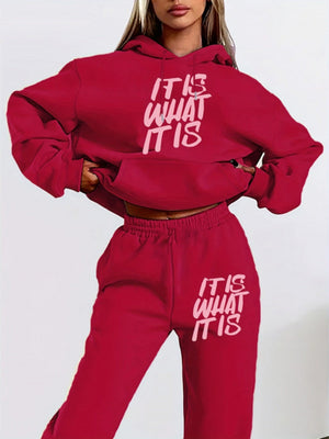 Printed Letter Leisure Hoodies Sweatpants 2-piece Sets