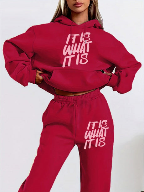 Printed Letter Leisure Hoodies Sweatpants 2-piece Sets