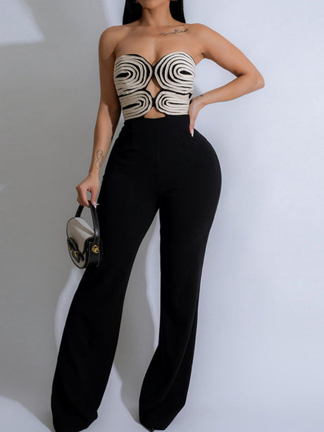 Handwoven Ribbon Strapless Backless Jumpsuits