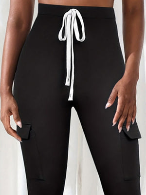 Big Pocket Yoga Knitting Stripes Tight Fit Pants