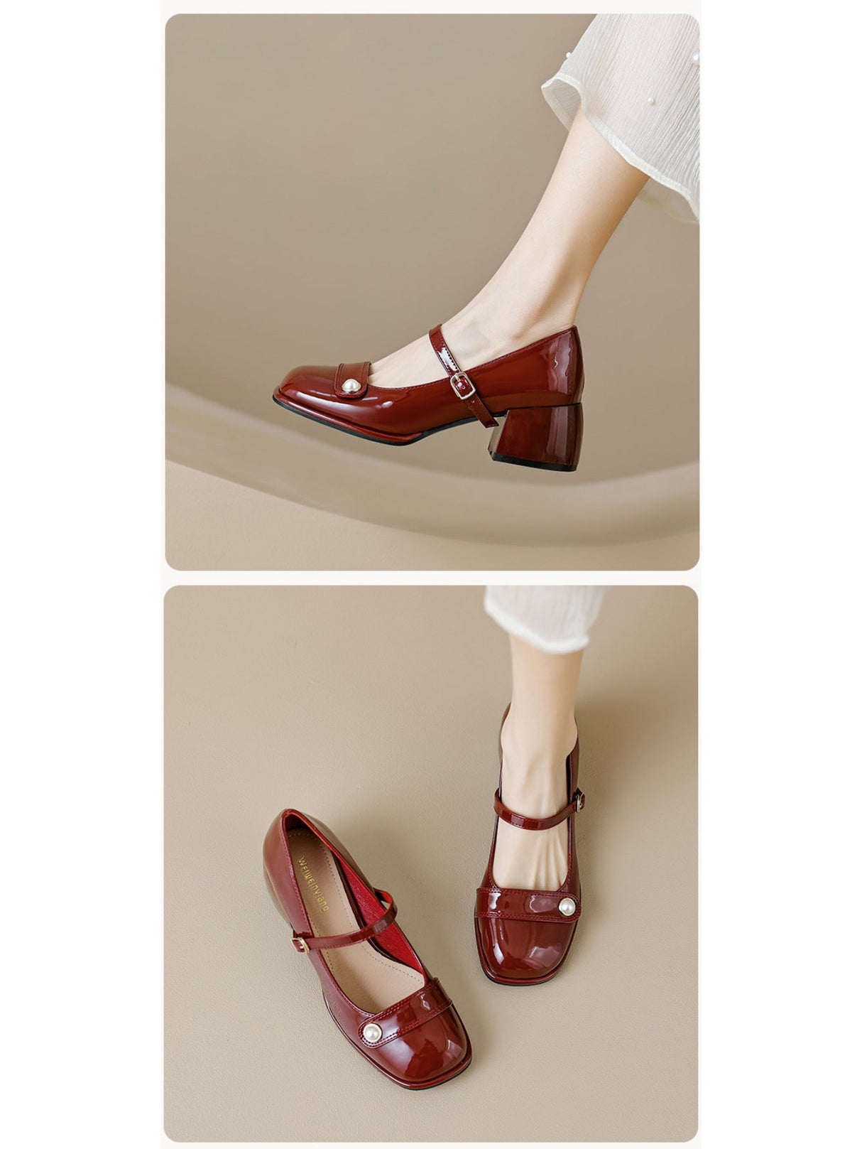 Liber Spring and Autumn Pearl Women's Mary Jane Shoes