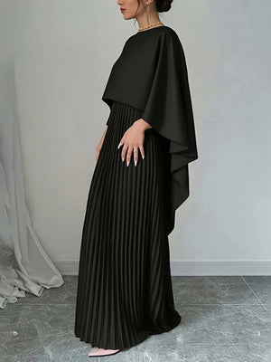 Cloak Batwing Sleeves Crimp Temperament Grace Maxi Dresses
