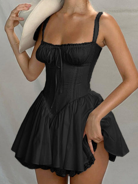 Trim Lace Bandage Big Swing Dating Mini&Short Dresses