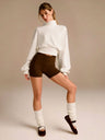 Women's Autumn/Winter Solid Color High Neck Loose Long Sleeve Sweatshirt