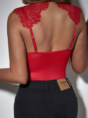 Lace Bandage Perspective Bodysuits