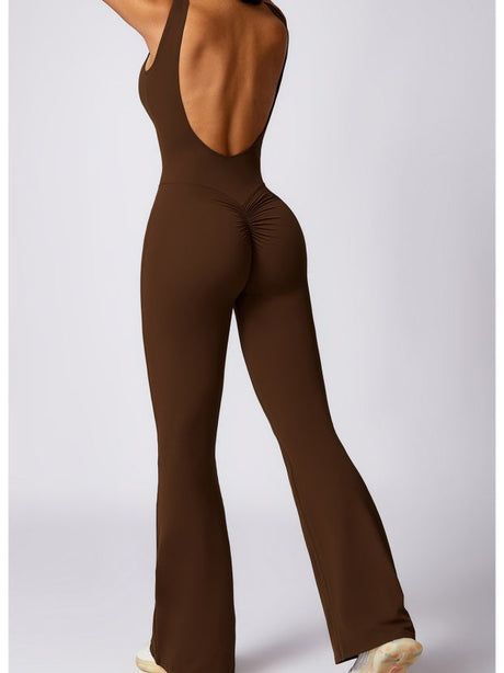 Backless Wide-leg High Elastic Waist Slimming And Shaping Yoga Fitness Outdoor Jumpsuits/pants