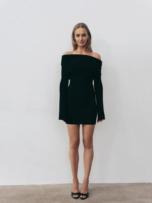 Off-the-shoulder Long-sleeved Sexy Bodycon Short Dress