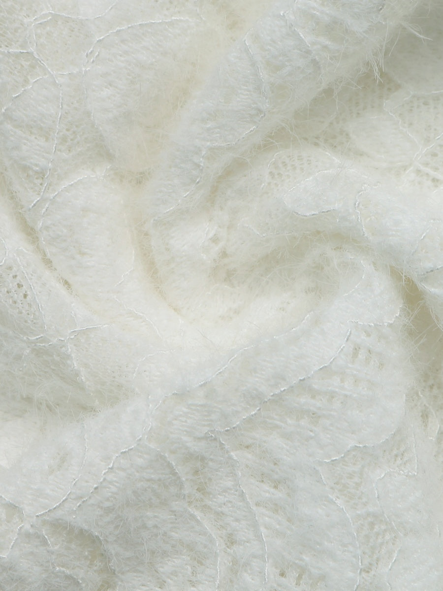 Lace Jacquard Buttons Solid Color Blouse&Shirts