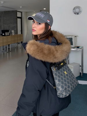 Zipper Version American Fleece Lined With Fur Collar Hooded Loose Leisure Outdoor Cotton-padded Clothing