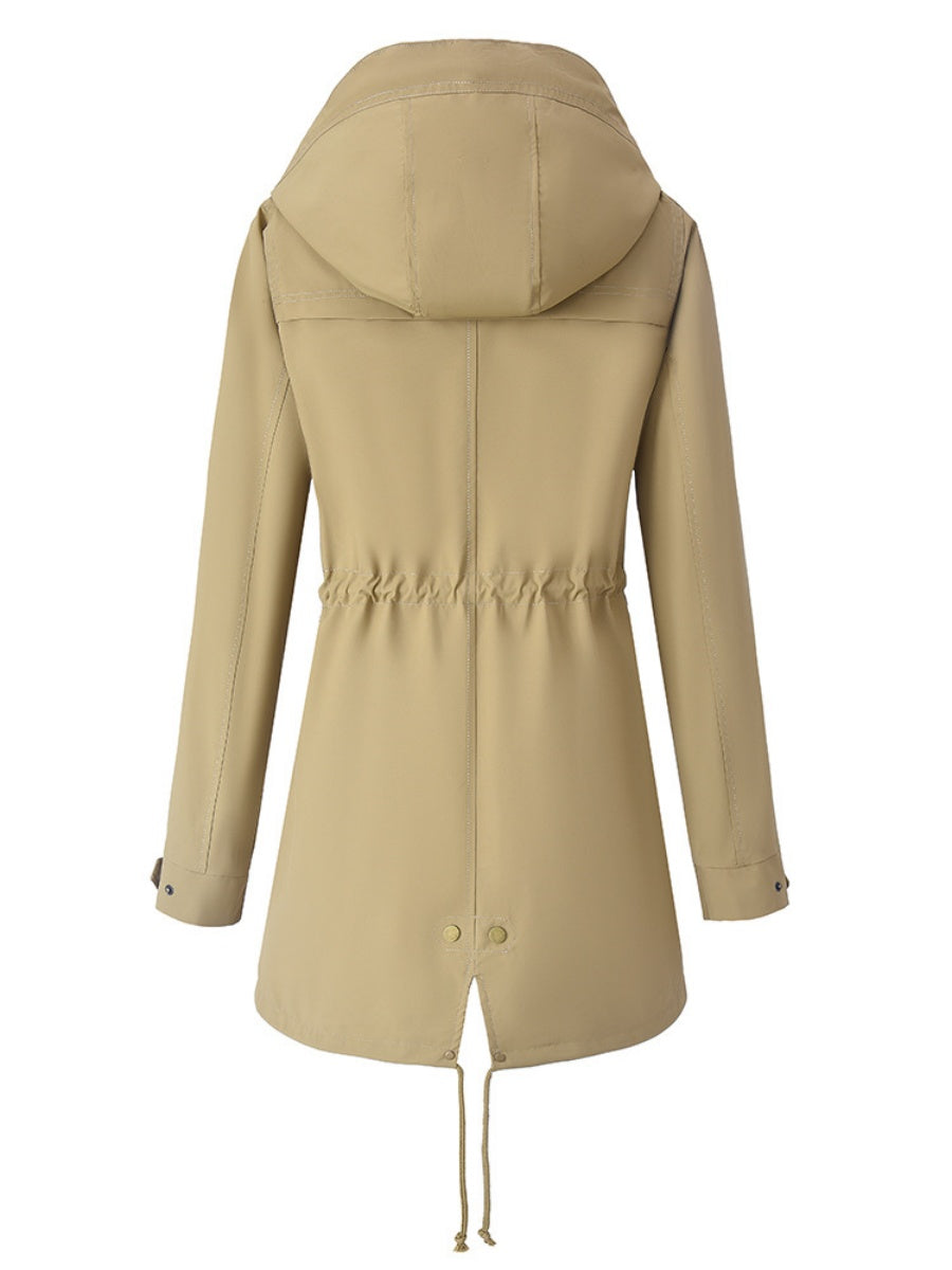 Mid-length Lightweight Raincoat Water Proof Mountain Climbing Outdoor Drawstring Windproof Trench Coats