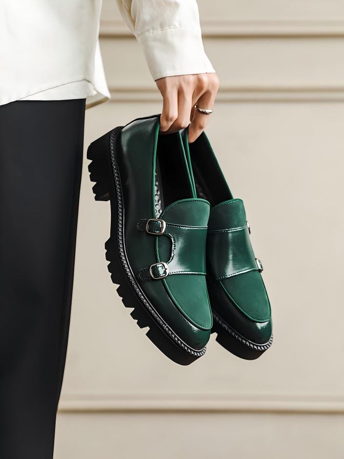 Patchwork Platform Slip-on Loafers