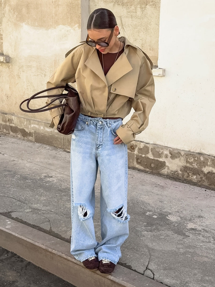 Liber Autumn Women's Pocket Solid Color Trench Coats