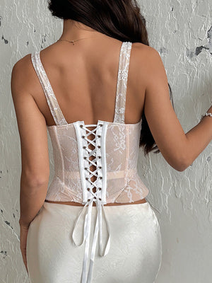 Sexy Lace Fishbone Underwire Slim Fit Crisscross Rope Casual Hot Girl Vest