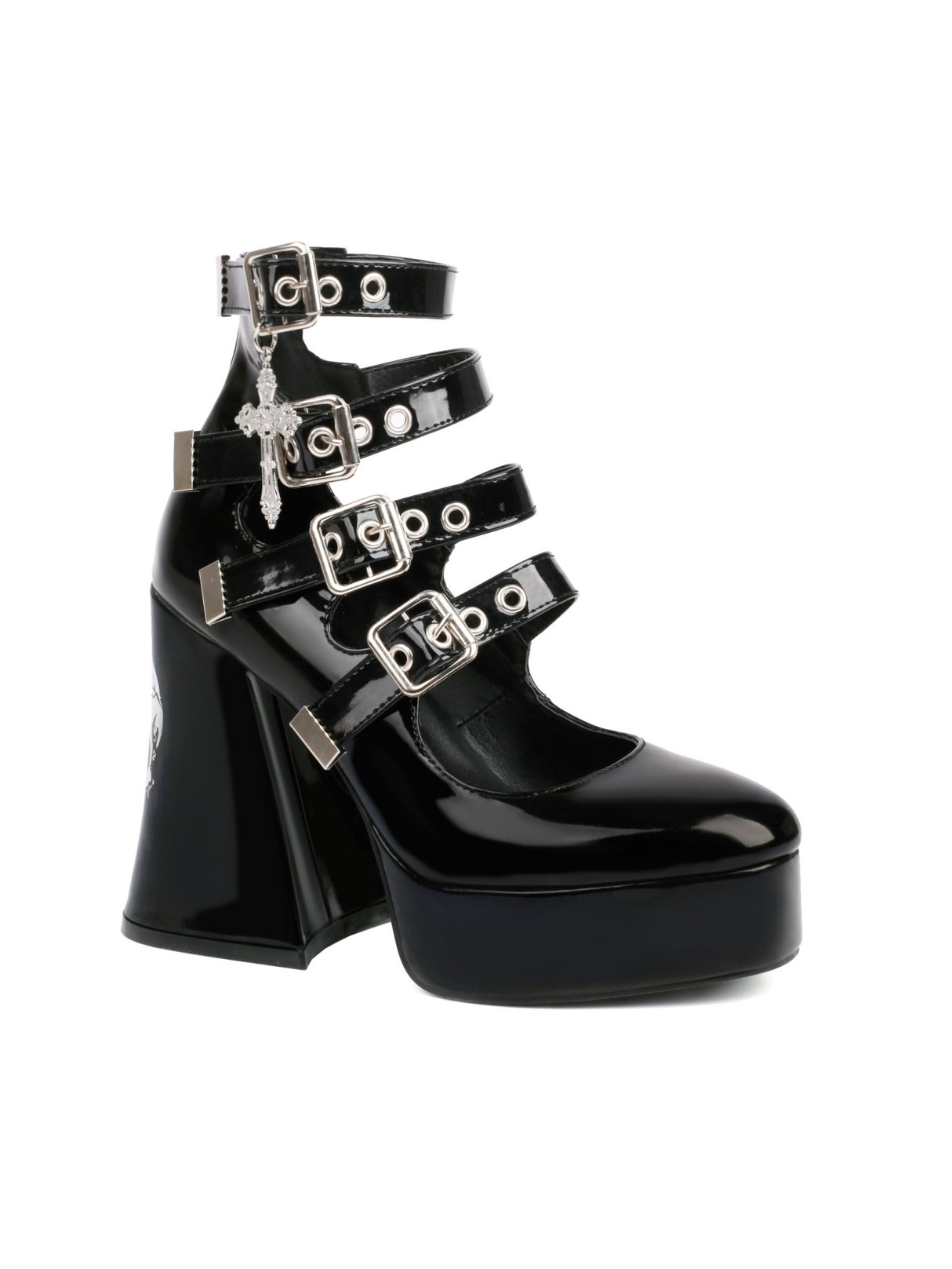 Cross-shaped Punk Dark Gothic High-heeled Mary Jane Shoes