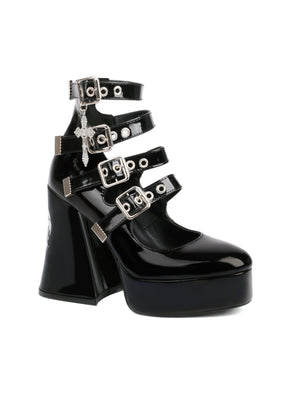 Cross-shaped Punk Dark Gothic High-heeled Mary Jane Shoes