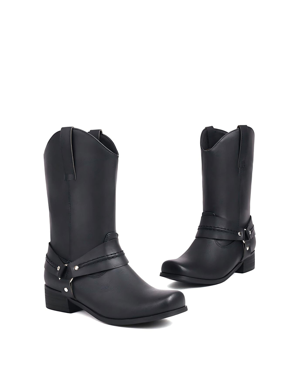 Distressed Low-heeled Western Cowboy Boots