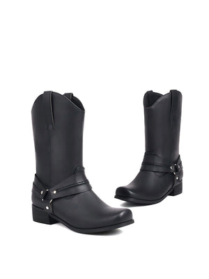 Distressed Low-heeled Western Cowboy Boots