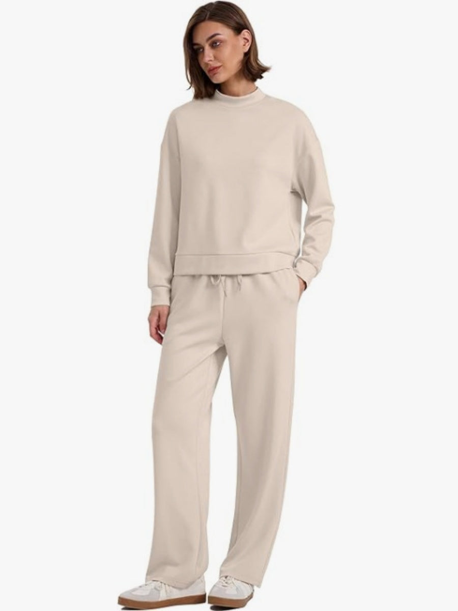 Sports Casual Suit Long-sleeved Pullover Sweatshirt Wide-leg Pants 2-piece Sets