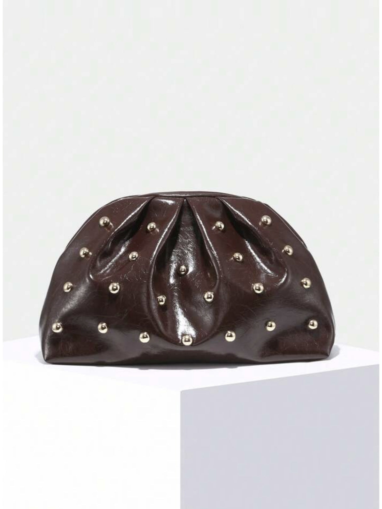 Studded Pleated Clutch Bag