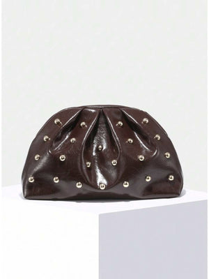 Studded Pleated Clutch Bag