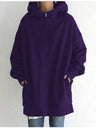 Zipper Long Fleece Lined Coat Hoodies