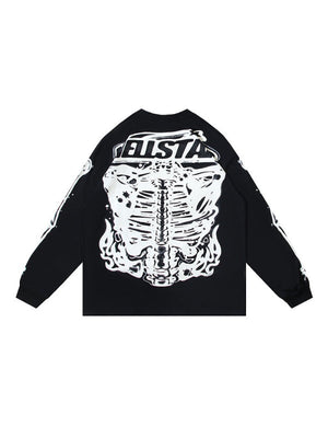 Dark Printed High Street Loose Long-sleeved T-shirt