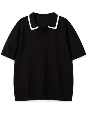 Old Money Style Color-blocked Leisure Polo Shirts