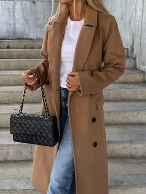 【EXPÉDITION NORMALE】Manteau en laine simple à manches longues et col à revers.