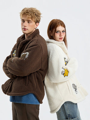 Veste coupe-vent à col montant et imprimé écureuil