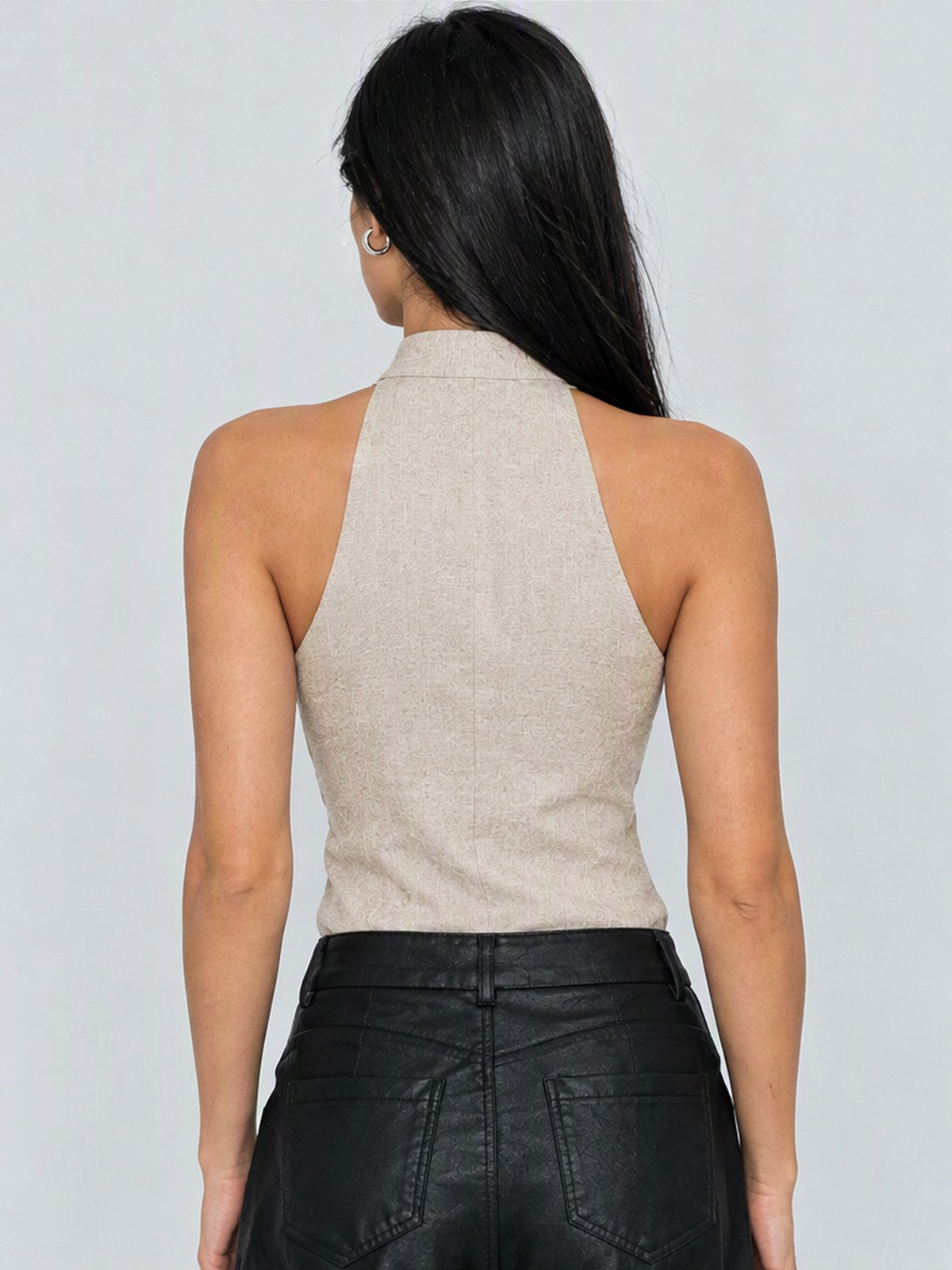 Stand-up Collar Sleeveless Tank Top
